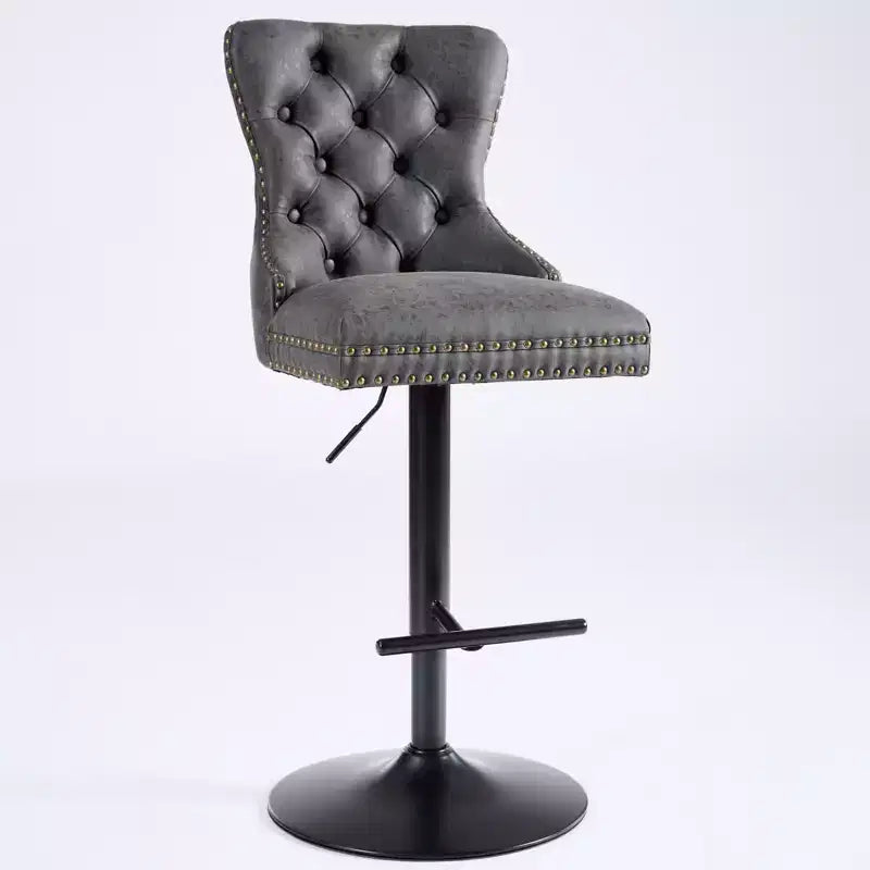 CLIHOME Lot de 2 tabourets de bar rétro en PU pivotants, hauteur réglable, modernes avec dossier, touffetés confortables