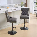 CLIHOME Lot de 2 tabourets de bar rétro en PU pivotants, hauteur réglable, modernes avec dossier, touffetés confortables