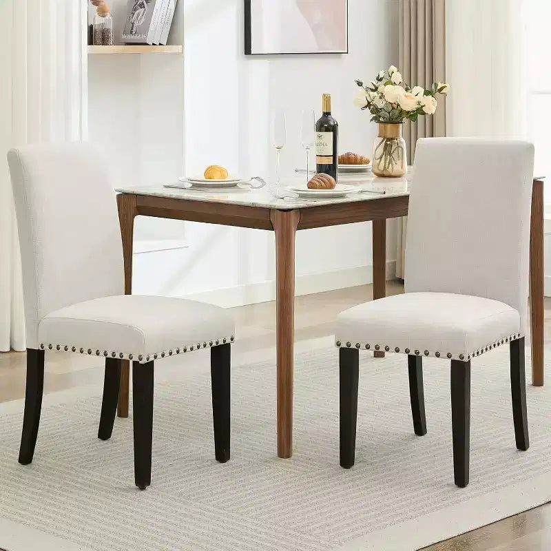 2 chaises de salle à manger rembourrées avec pieds en bois, chaises modernes sans accoudoirs pour salle à manger, cuisine, restaurant, salon, capacité de poids de 120 kg