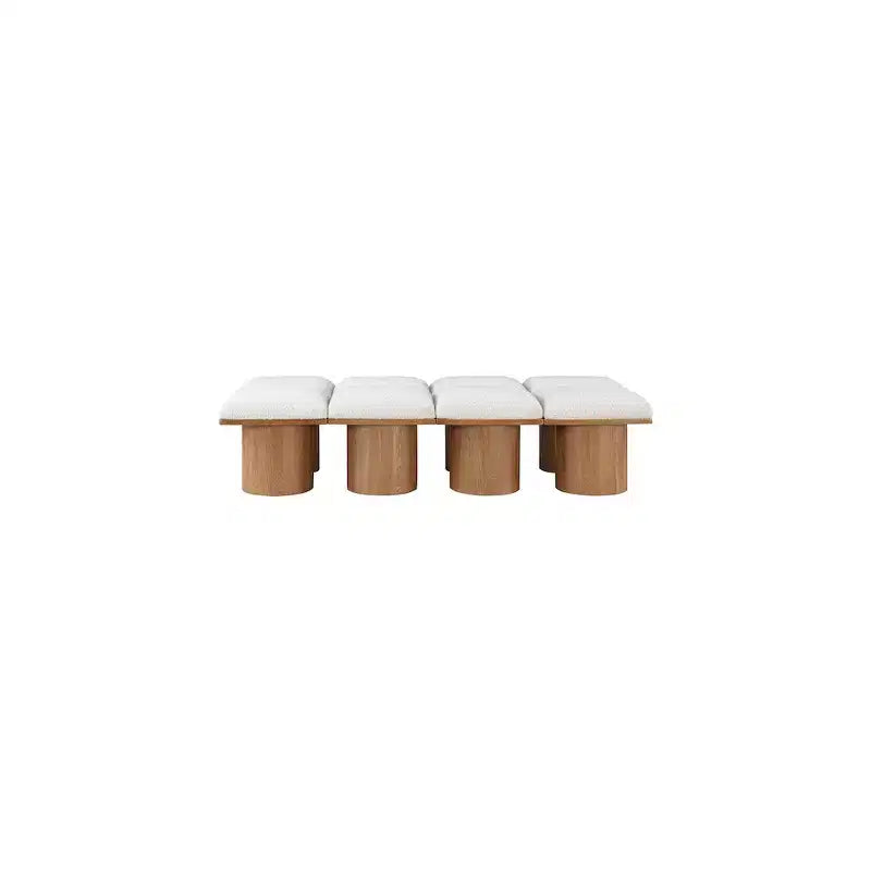 Meridian Furniture, Banc en Tissu Bouclé Crème Pavilion
