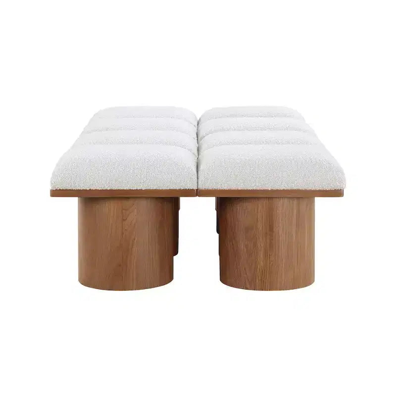Meridian Furniture, Banc en Tissu Bouclé Crème Pavilion