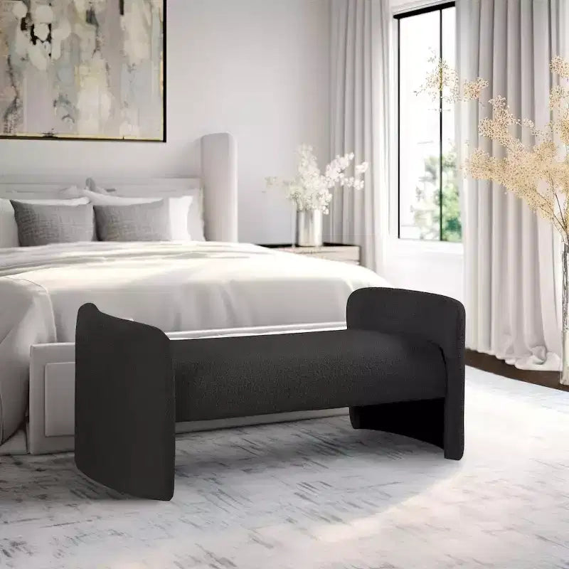 Banc en tissu bouclette noir Peyton, Meridian Furniture