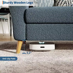 Acekool Canapé Bouclé 2 places - Canapé 3 places moderne avec pieds en bois, coussins moelleux et accoudoirs profilés