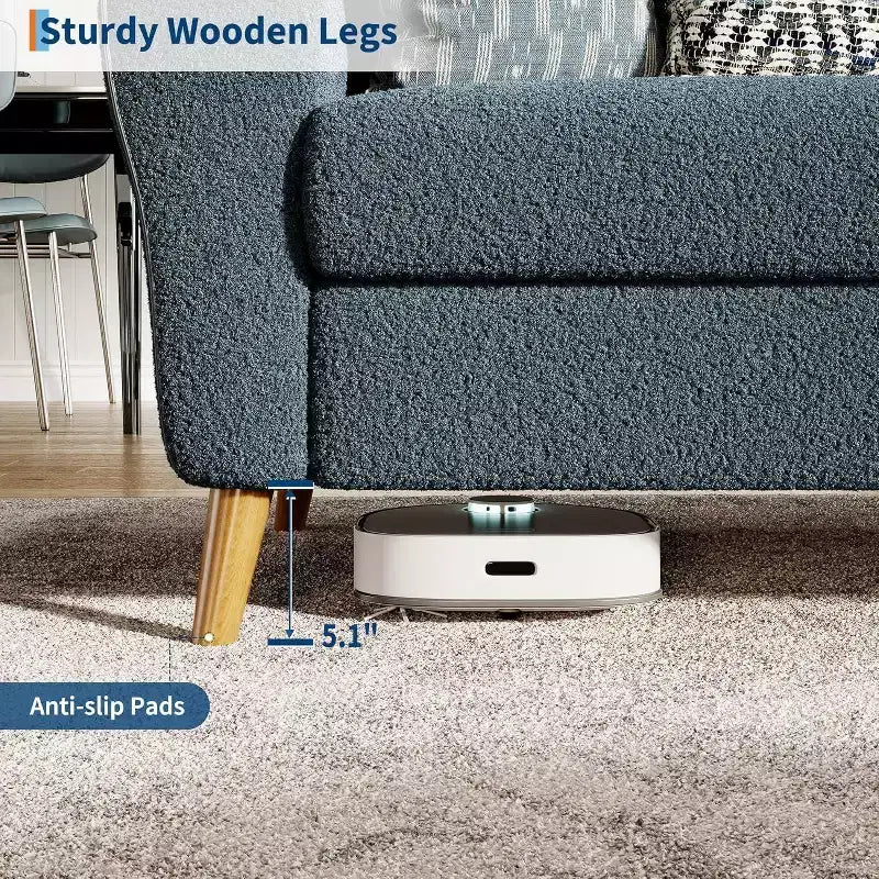 Acekool Canapé Bouclé 2 places - Canapé 3 places moderne avec pieds en bois, coussins moelleux et accoudoirs profilés