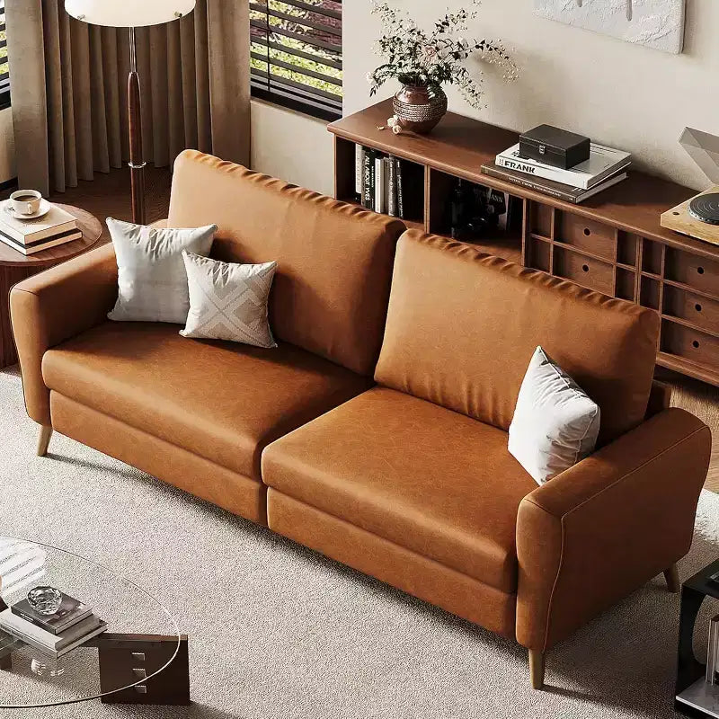 Acekool Canapé Bouclé 2 places - Canapé 3 places moderne avec pieds en bois, coussins moelleux et accoudoirs profilés