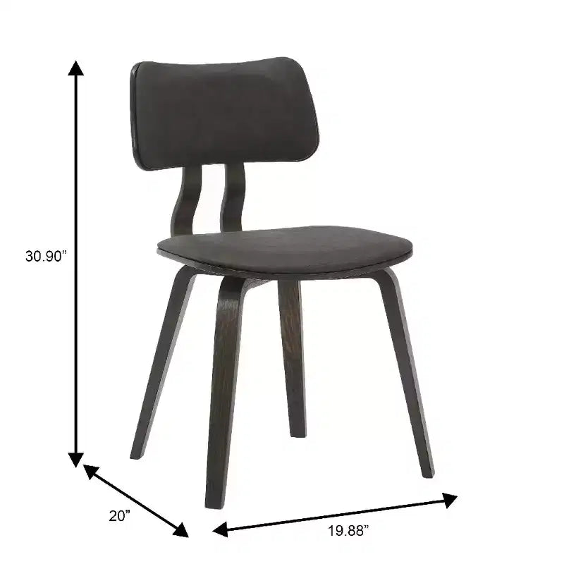 LeisureMod Clivo - Ensemble de 4 Chaises de Salle à Manger en Bois avec Siège Rembourré en Cuir, Dossier Ouvert Courbé - Cuisine Moderne, Salle à Manger, Café, Coin Repas