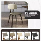 LeisureMod Clivo - Ensemble de 4 Chaises de Salle à Manger en Bois avec Siège Rembourré en Cuir, Dossier Ouvert Courbé - Cuisine Moderne, Salle à Manger, Café, Coin Repas