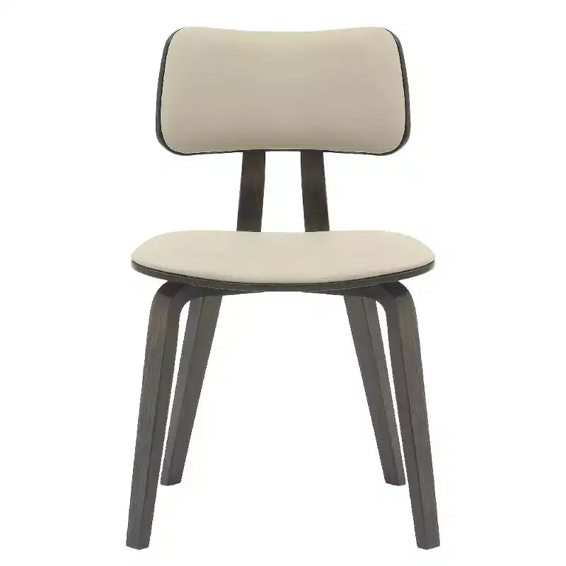 LeisureMod Clivo - Ensemble de 4 Chaises de Salle à Manger en Bois avec Siège Rembourré en Cuir, Dossier Ouvert Courbé - Cuisine Moderne, Salle à Manger, Café, Coin Repas