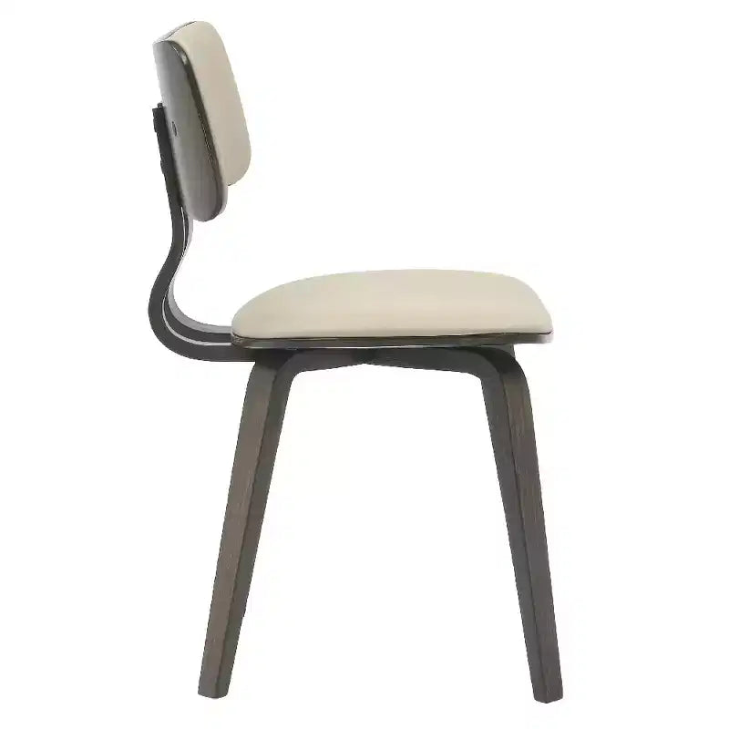 LeisureMod Clivo - Ensemble de 4 Chaises de Salle à Manger en Bois avec Siège Rembourré en Cuir, Dossier Ouvert Courbé - Cuisine Moderne, Salle à Manger, Café, Coin Repas