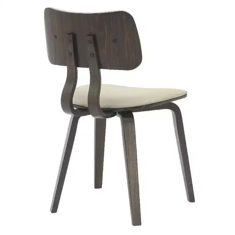 LeisureMod Clivo - Ensemble de 4 Chaises de Salle à Manger en Bois avec Siège Rembourré en Cuir, Dossier Ouvert Courbé - Cuisine Moderne, Salle à Manger, Café, Coin Repas