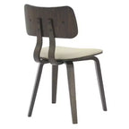 LeisureMod Clivo - Ensemble de 4 Chaises de Salle à Manger en Bois avec Siège Rembourré en Cuir, Dossier Ouvert Courbé - Cuisine Moderne, Salle à Manger, Café, Coin Repas