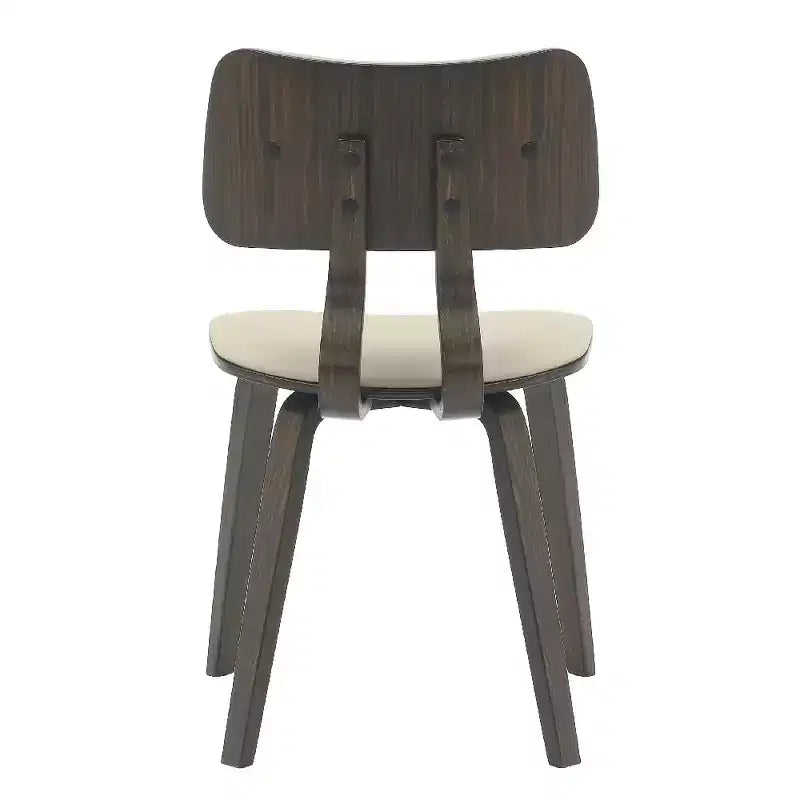 LeisureMod Clivo - Ensemble de 4 Chaises de Salle à Manger en Bois avec Siège Rembourré en Cuir, Dossier Ouvert Courbé - Cuisine Moderne, Salle à Manger, Café, Coin Repas