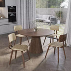 LeisureMod Clivo - Ensemble de 4 Chaises de Salle à Manger en Bois avec Siège Rembourré en Cuir, Dossier Ouvert Courbé - Cuisine Moderne, Salle à Manger, Café, Coin Repas