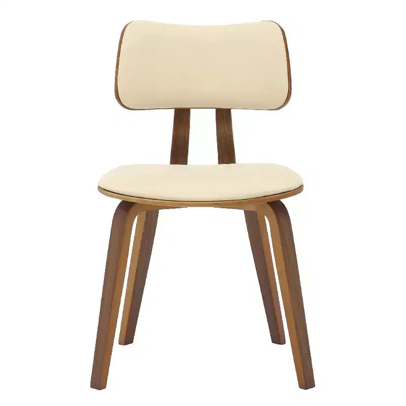 LeisureMod Clivo - Ensemble de 4 Chaises de Salle à Manger en Bois avec Siège Rembourré en Cuir, Dossier Ouvert Courbé - Cuisine Moderne, Salle à Manger, Café, Coin Repas