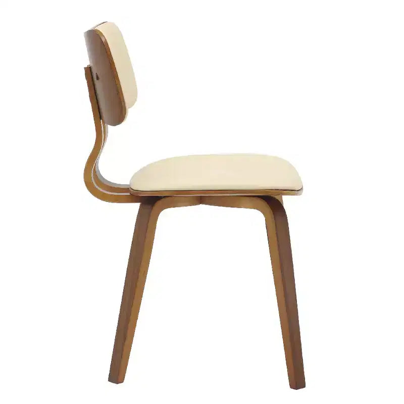 LeisureMod Clivo - Ensemble de 4 Chaises de Salle à Manger en Bois avec Siège Rembourré en Cuir, Dossier Ouvert Courbé - Cuisine Moderne, Salle à Manger, Café, Coin Repas