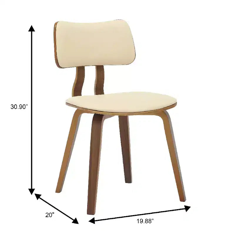 LeisureMod Clivo - Ensemble de 4 Chaises de Salle à Manger en Bois avec Siège Rembourré en Cuir, Dossier Ouvert Courbé - Cuisine Moderne, Salle à Manger, Café, Coin Repas