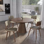 LeisureMod Clivo - Ensemble de 4 Chaises de Salle à Manger en Bois avec Siège Rembourré en Cuir, Dossier Ouvert Courbé - Cuisine Moderne, Salle à Manger, Café, Coin Repas