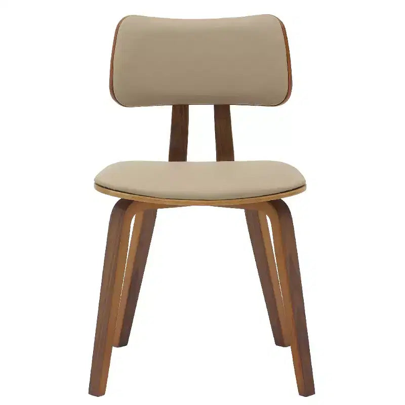 LeisureMod Clivo - Ensemble de 4 Chaises de Salle à Manger en Bois avec Siège Rembourré en Cuir, Dossier Ouvert Courbé - Cuisine Moderne, Salle à Manger, Café, Coin Repas