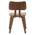 LeisureMod Clivo - Ensemble de 4 Chaises de Salle à Manger en Bois avec Siège Rembourré en Cuir, Dossier Ouvert Courbé - Cuisine Moderne, Salle à Manger, Café, Coin Repas