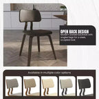LeisureMod Clivo - Ensemble de 4 Chaises de Salle à Manger en Bois avec Siège Rembourré en Cuir, Dossier Ouvert Courbé - Cuisine Moderne, Salle à Manger, Café, Coin Repas