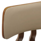 LeisureMod Clivo - Ensemble de 4 Chaises de Salle à Manger en Bois avec Siège Rembourré en Cuir, Dossier Ouvert Courbé - Cuisine Moderne, Salle à Manger, Café, Coin Repas