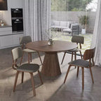 LeisureMod Clivo - Ensemble de 4 Chaises de Salle à Manger en Bois avec Siège Rembourré en Cuir, Dossier Ouvert Courbé - Cuisine Moderne, Salle à Manger, Café, Coin Repas