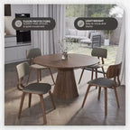 LeisureMod Clivo - Ensemble de 4 Chaises de Salle à Manger en Bois avec Siège Rembourré en Cuir, Dossier Ouvert Courbé - Cuisine Moderne, Salle à Manger, Café, Coin Repas