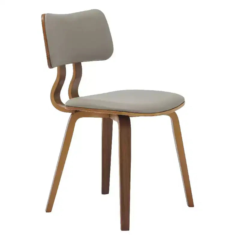 LeisureMod Clivo - Ensemble de 4 Chaises de Salle à Manger en Bois avec Siège Rembourré en Cuir, Dossier Ouvert Courbé - Cuisine Moderne, Salle à Manger, Café, Coin Repas
