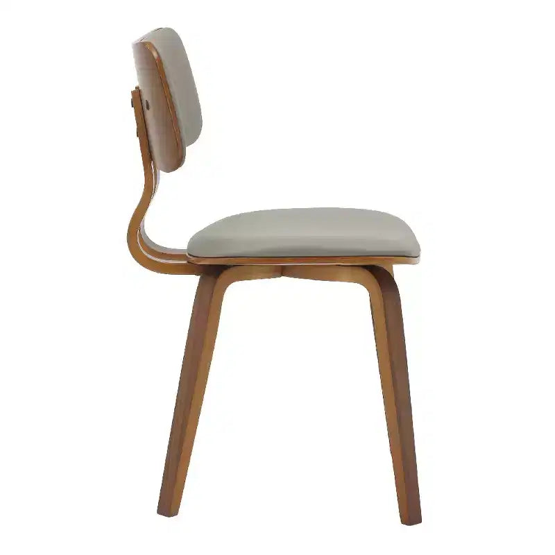 LeisureMod Clivo - Ensemble de 4 Chaises de Salle à Manger en Bois avec Siège Rembourré en Cuir, Dossier Ouvert Courbé - Cuisine Moderne, Salle à Manger, Café, Coin Repas