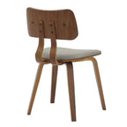 LeisureMod Clivo - Ensemble de 4 Chaises de Salle à Manger en Bois avec Siège Rembourré en Cuir, Dossier Ouvert Courbé - Cuisine Moderne, Salle à Manger, Café, Coin Repas