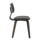 LeisureMod Clivo - Ensemble de 4 Chaises de Salle à Manger en Bois avec Siège Rembourré en Cuir, Dossier Ouvert Courbé - Cuisine Moderne, Salle à Manger, Café, Coin Repas