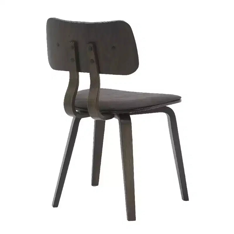 LeisureMod Clivo - Ensemble de 4 Chaises de Salle à Manger en Bois avec Siège Rembourré en Cuir, Dossier Ouvert Courbé - Cuisine Moderne, Salle à Manger, Café, Coin Repas