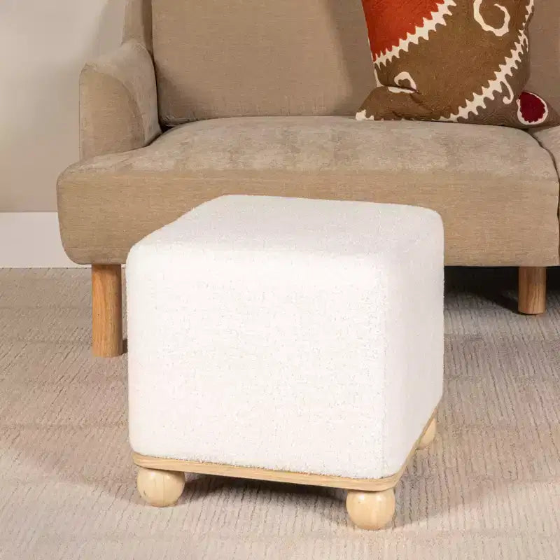 Ottoman carré rembourré bouclette Storied Home, crème