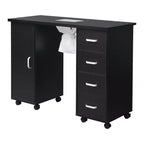 Table à ongles professionnelle noire Karlhome avec ventilateur et 4 tiroirs