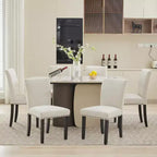 Lot de 2 chaises de salle à manger, chaises rembourrées pour salle à manger, chaises de cuisine en tissu avec pieds en bois cloutés et coussin rembourré, pour salon
