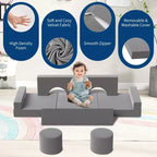 Canapé modulable GustoWave pour enfants avec housses en velours lavables, 13 pièces, château fort, canapé convertible en mousse pour enfant