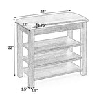 Banc de rangement avec coussin, banc à chaussures avec rangement caché, organiseur de chaussures à 3 niveaux pour entrée - ModernLuxe