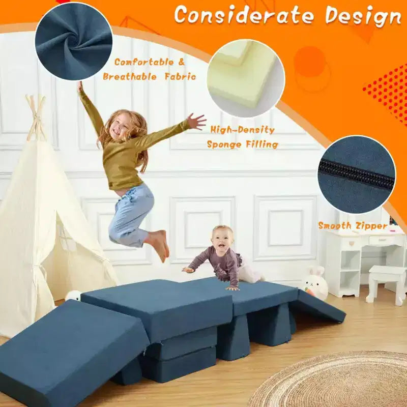 GustoWave Canapé Modulable 8 Pièces pour Enfants, Canapé de Jeu Modulable, Canapé Convertible pour Enfants avec Housse Amovible