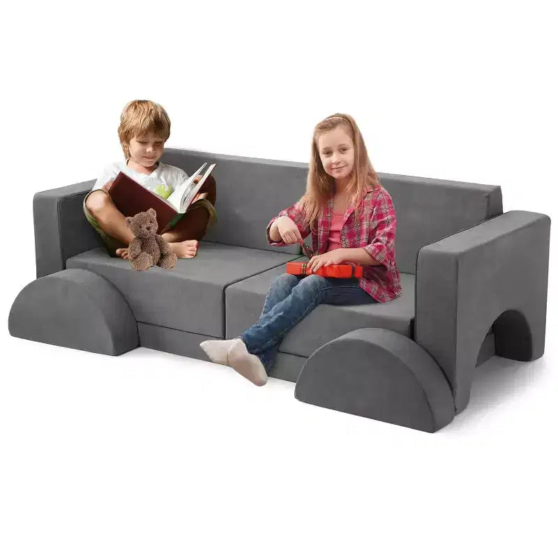 GustoWave 8PCS Toddler Couch Modular Kids Play Couch Sofa, Kids Convertible Sofa with Removable Cover
