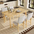 MAYEERTY 5-Piece Farmhouse Dining Set, Solid Wood Table & 4 Chairs, Natural Wood Wash
