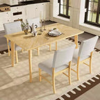 MAYEERTY 5-Piece Farmhouse Dining Set, Solid Wood Table & 4 Chairs, Natural Wood Wash