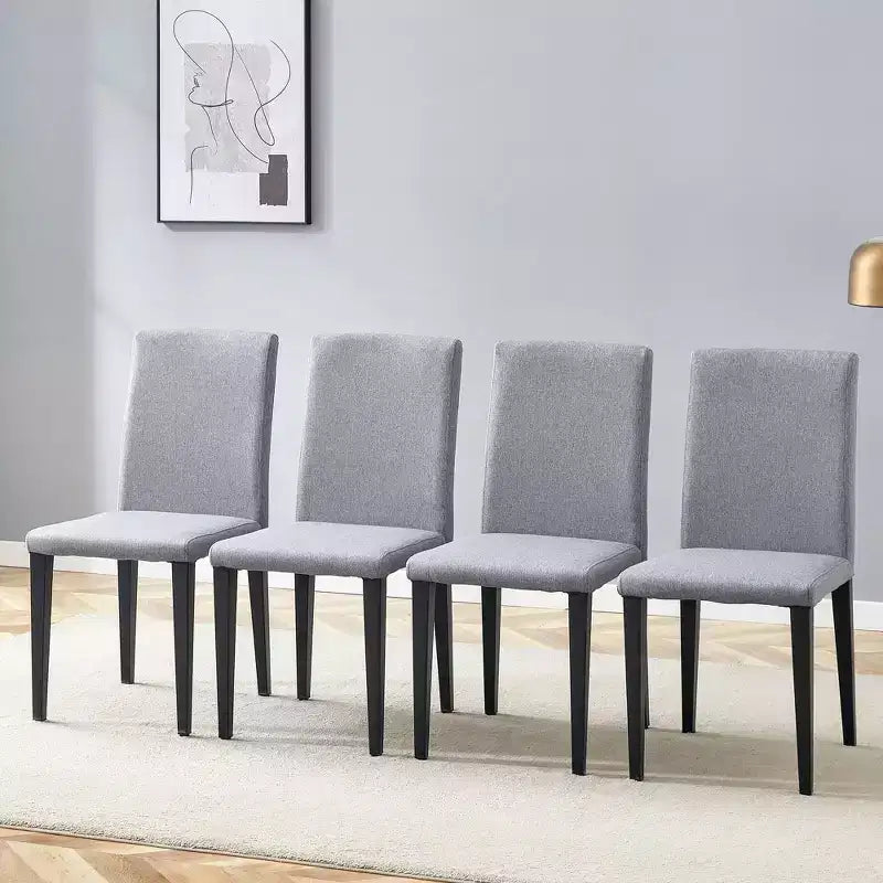 MAYEERTY Lot de 4 chaises de salle à manger en lin et coton gris clair, assise confortable et polyvalente