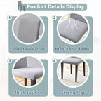 MAYEERTY Lot de 4 chaises de salle à manger en lin et coton gris clair, assise confortable et polyvalente