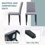 MAYEERTY Lot de 4 chaises de salle à manger en lin et coton gris clair, assise confortable et polyvalente