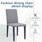 MAYEERTY Lot de 4 chaises de salle à manger en lin et coton gris clair, assise confortable et polyvalente