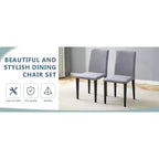 MAYEERTY Lot de 4 chaises de salle à manger en lin et coton gris clair, assise confortable et polyvalente