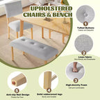 MAYEERTY Ensemble de salle à manger 6 pièces style ferme, Table en bois massif, 4 chaises et banc, Lavis bois naturel