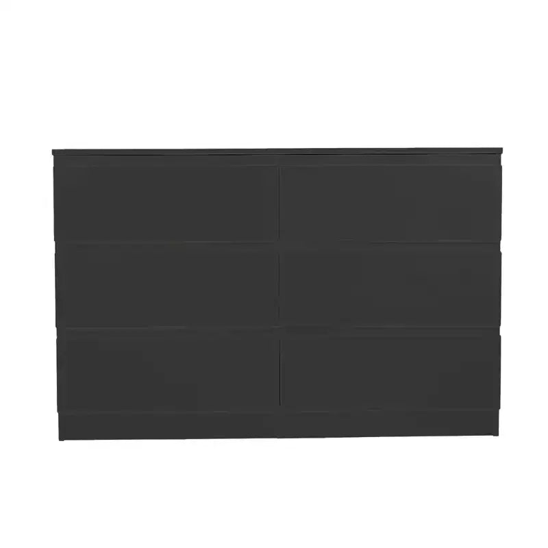 MAYEERTY Commode noire à 6 tiroirs, moderne, avec plateau spacieux, poignées dissimulées, 6 tiroirs profonds pour salon et entrée