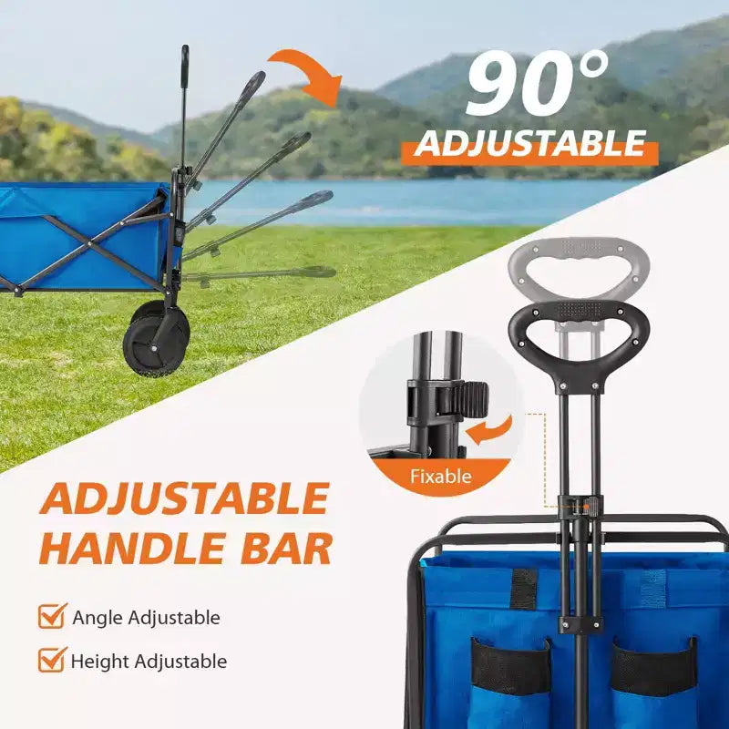 Chariot pliant tout-terrain robuste – Capacité de 150 kg pour le camping/les courses