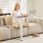 Table de lit mobile réglable avec roulettes, bureau d'ordinateur portable roulant et table debout mobile pour la maison et l'hôpital - 27,5 x 15,7 x 43,3 (blanc)